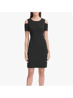 Tommy Hilfiger Women's Casual Y2K Style Black Cold Shoulder Mini Dress Size 6
